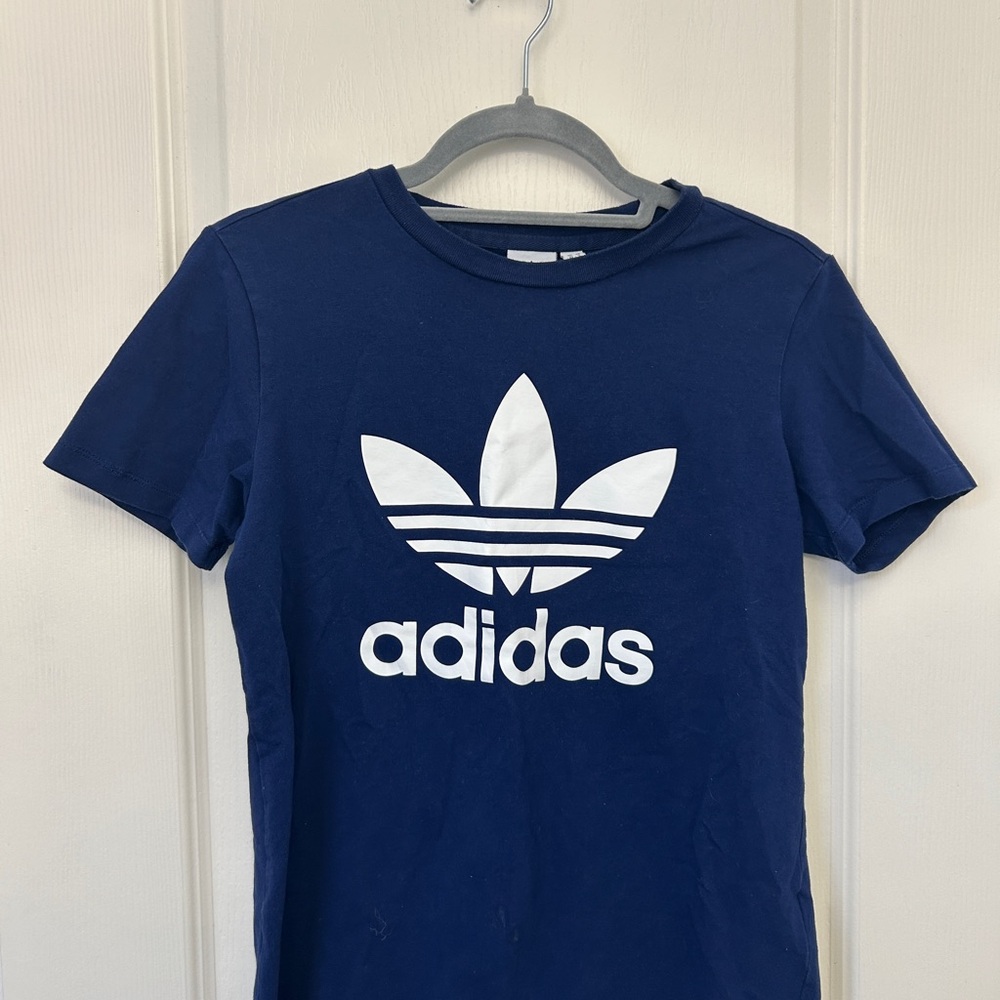 Adidas Blue and White Short Sleeve Tee